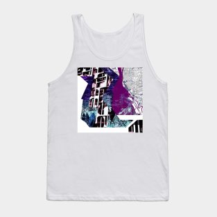 the city in bedrock map ecopop collage in dark Tank Top